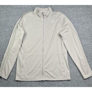 Gymshark Track‎ Jacket Mens Large Gray Full Zip Mesh Sleeve Activewear